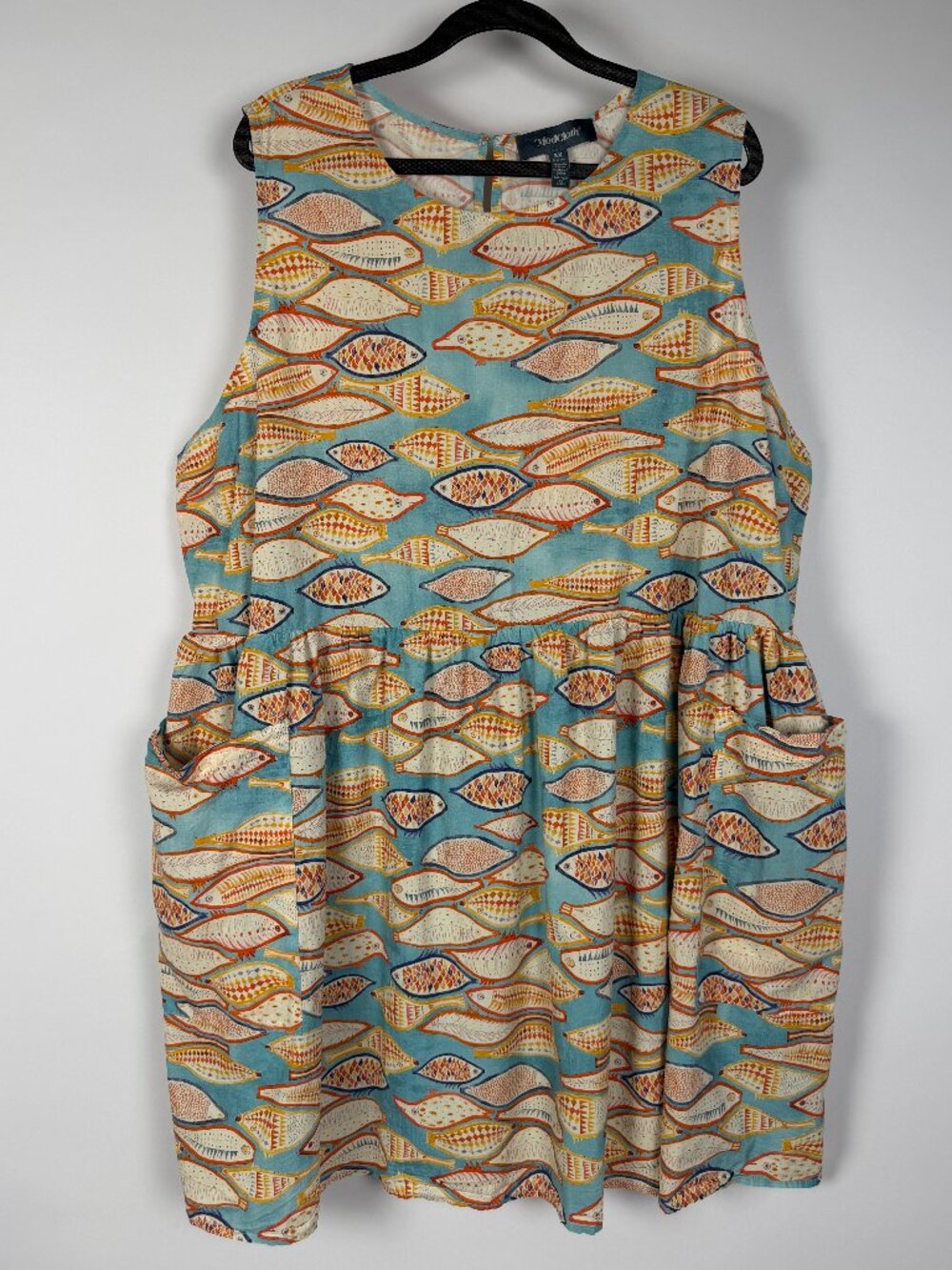 ModCloth Fish Print Sleeveless Babydoll Dress w/ Pockets 3X Plus Size